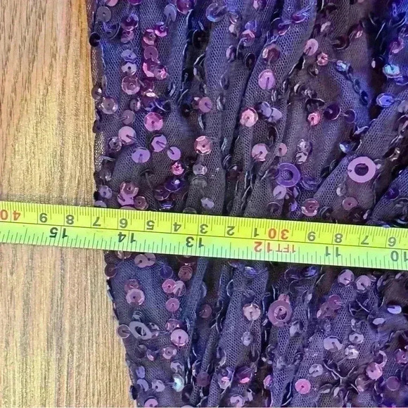 Adrianna Papell Sparkly Sequin Gown Slit Midnight Plum BRAND NEW TAGS - Picture 9 of 15
